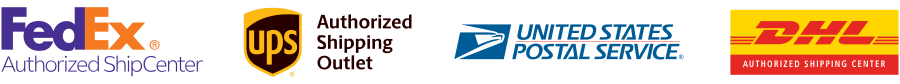 FedEx, UPS, United States Postal Service, and DHL authorized shipping services.